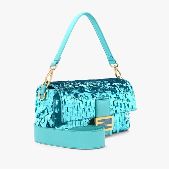 Fendi Turquoise Sequin Baguette *RARE & SOLD OUT* - Picture 8 of 15